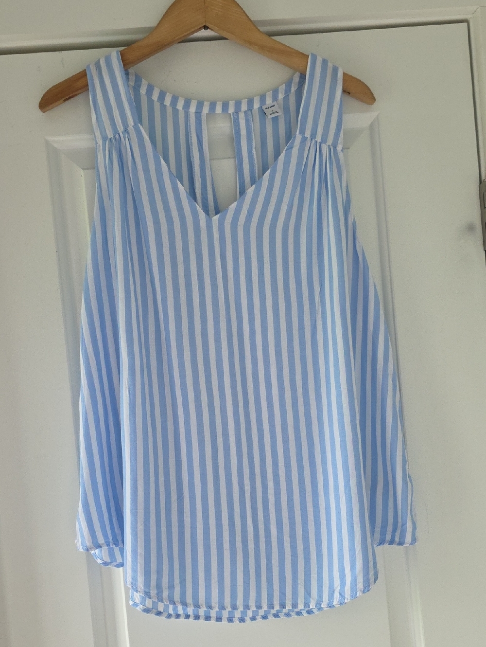 Old Navy Blue and White Vertical Stripe Tank Top Blouse